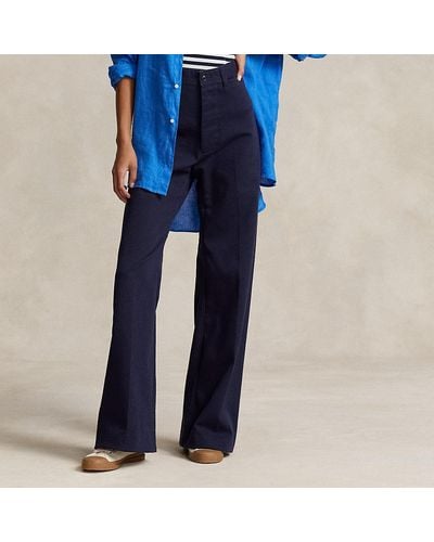 Ralph Lauren Pantalón de sarga de algodón elástica - Azul