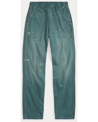 RRL Pantaloni in twill con schizzi vernice - Verde
