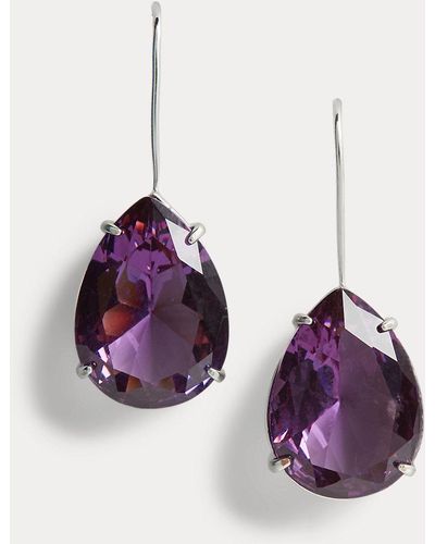 Lauren by Ralph Lauren Gold-tone Teardrop Stone Earrings - Purple
