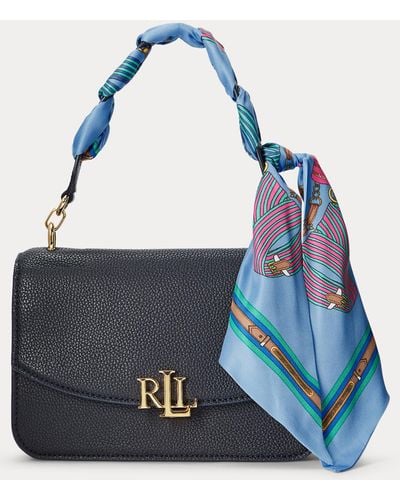 Ralph Lauren Umhängetasche Madison aus Leder mit Tuch - Blau
