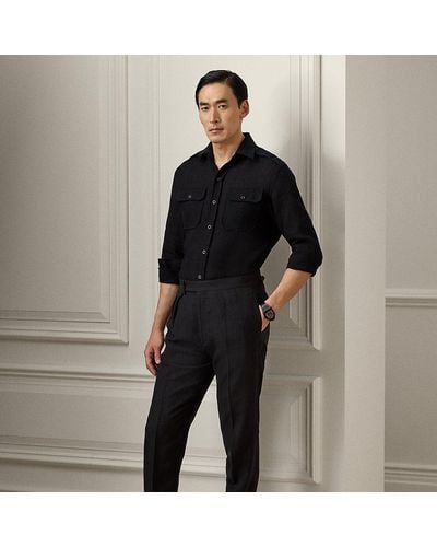 Ralph Lauren Purple Label Gregory Hand-tailored Silk-linen Trouser - Black