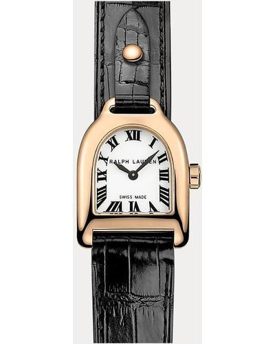 Ralph Lauren Mini Roségouden Horloge - Zwart