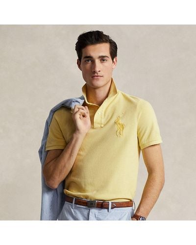 Ralph Lauren Classic Fit Big Pony Mesh Polo Shirt - Yellow
