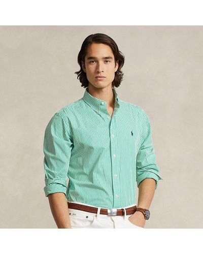 Polo Ralph Lauren Camisa Custom Fit de popelina elástica - Verde