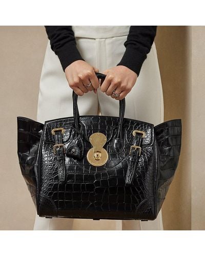 Ralph Lauren Collection Sac Ricky 33 en alligator - Noir