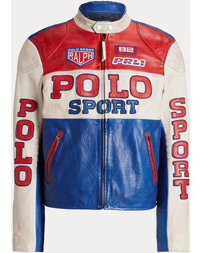 Polo Ralph Lauren Logo Leather Moto Jacket - Multicolour