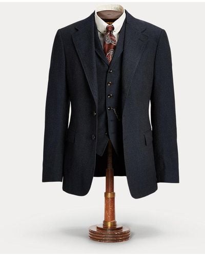 RRL Striped Herringbone Suit Jacket - Blue