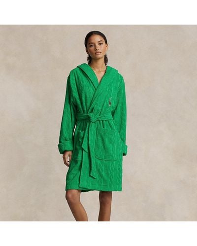 Polo Ralph Lauren Cable Cotton Terry Hooded Robe - Green