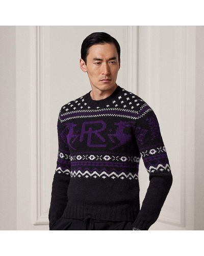 Ralph Lauren Purple Label Ralph Lauren Hand-knit Patterned Cashmere Jumper - Blue