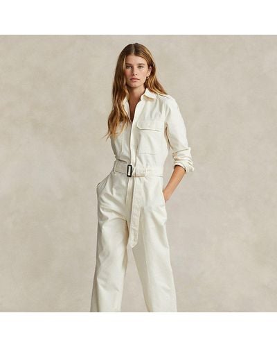 Polo Ralph Lauren Stretch-cotton Twill Jumpsuit - Natural