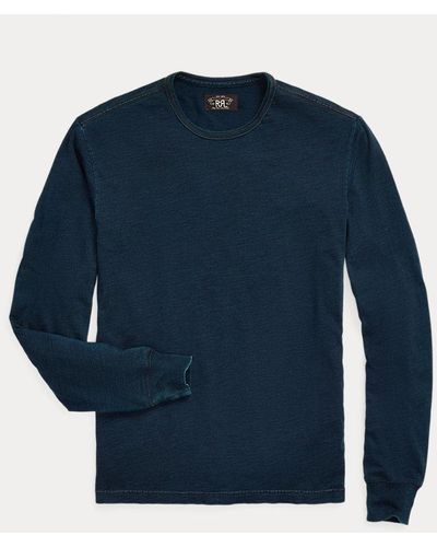 RRL Indigo Jersey T-shirt Met Lange Mouwen - Blauw