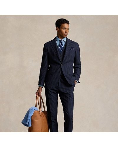 Ralph Lauren Polo Soft Tailored Striped 3-piece Suit - Blue