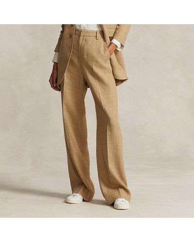 Polo Ralph Lauren Silk-linen Wide-leg Trouser - Natural