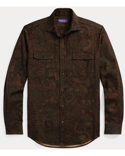 Ralph Lauren Purple Label Camicia in lana con stampa cashmere - Grigio