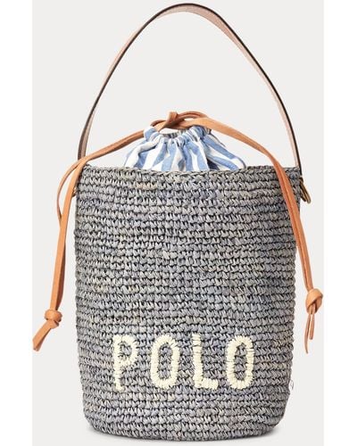Polo Ralph Lauren Raffia Mini Bucket Bag - Blue