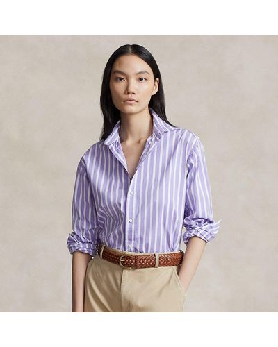 Polo Ralph Lauren Relaxed Fit Striped Cotton Shirt - Purple
