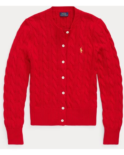 Polo Ralph Lauren Cable-knit Cotton Cardigan - Red