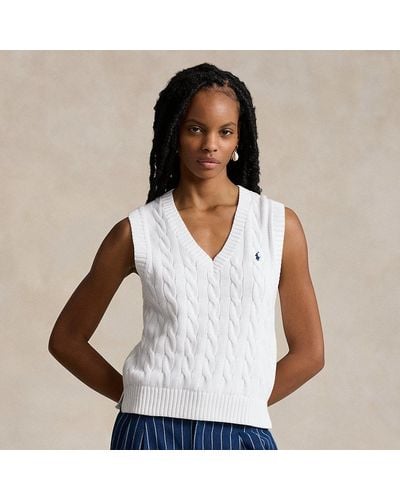 Polo Ralph Lauren Cable-knit V-neck Sweater Waistcoat - White