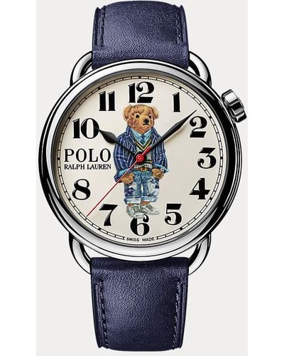 Polo Ralph Lauren Stahl-Armbanduhr in Weiß mit Polo Bear - Mehrfarbig