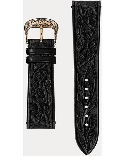 Ralph Lauren Bracelet de montre en vachette gaufrée - Noir