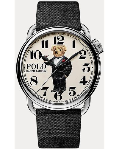 Polo Ralph Lauren 38 Mm Horloge Met Smoking Polo Bear - Zwart