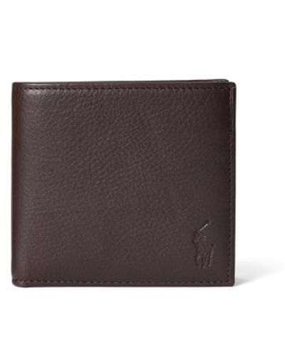 Polo Ralph Lauren Pebbled Leather Billfold Coin Wallet - Brown