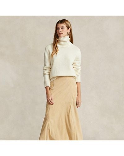 Polo Ralph Lauren Lamb-suede A-line Skirt - Natural