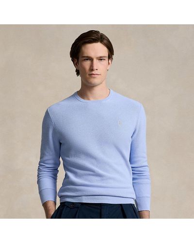Ralph Lauren Textured Cotton Crewneck Sweater - Blue