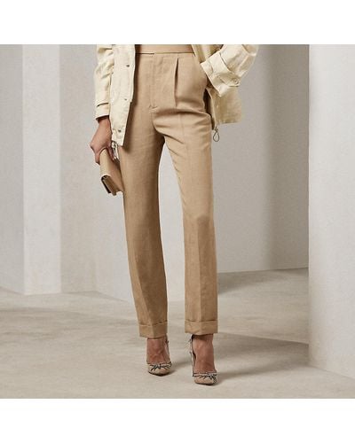 Ralph Lauren Collection Evanne Linen-blend Trouser - Natural