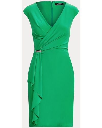 Ralph Lauren Vestido De Cóctel De Punto Con Volantes - Verde