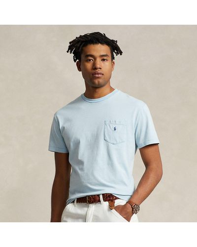 Polo Ralph Lauren Classic Fit Cotton-linen Pocket T-shirt - Blue