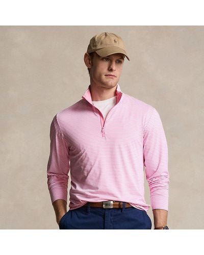 Ralph Lauren Gestreepte Jersey Trui Met Kwart-rits - Roze