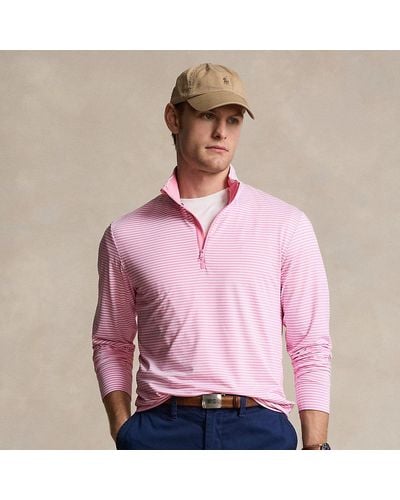 Polo Ralph Lauren Striped Jersey Quarter-zip Pullover - Pink