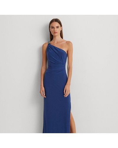 Lauren by Ralph Lauren One-Shoulder-Abendkleid aus Jersey - Blau