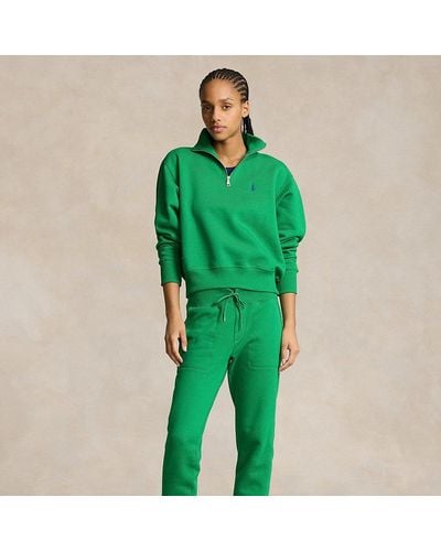 Polo Ralph Lauren Pullover in felpa con mezza cerniera - Verde