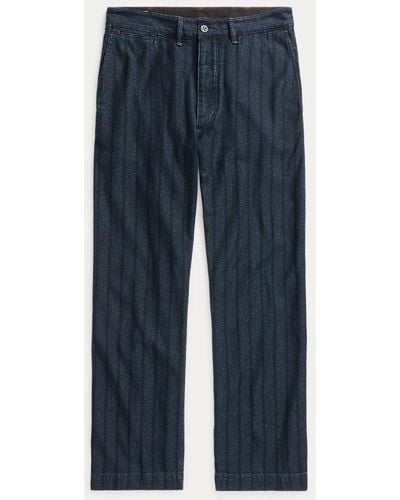 RRL Indigo Striped Twill Field Trouser - Blue