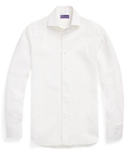 Ralph Lauren Purple Label French Cuff Linen Tuxedo Shirt - White