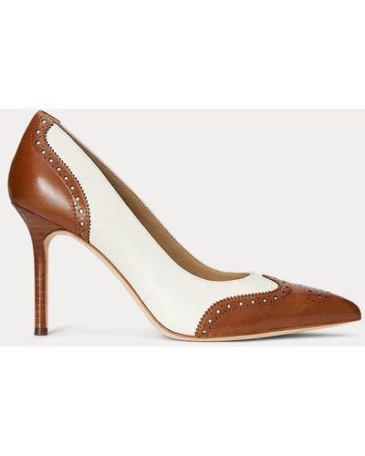 Lauren by Ralph Lauren Lynden Pump Van Nappa- En Gepolijst Leer - Bruin