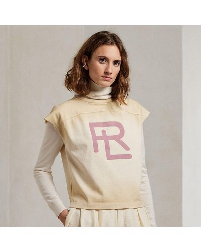 Ralph Lauren Collection Katoenjersey T-shirt Met 'rl'-print - Naturel