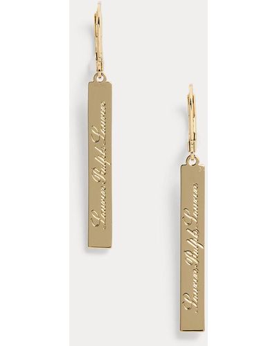 Lauren by Ralph Lauren Gold-tone Logo Linear Earrings - Metallic