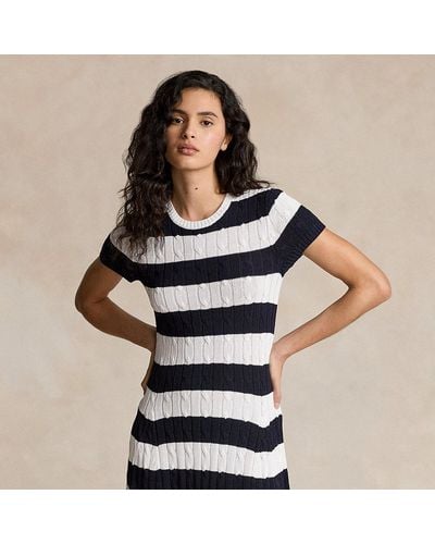 Polo Ralph Lauren Striped Cable-knit Jumper Dress - Blue