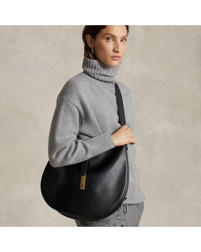 Polo Ralph Lauren Grand sac Shoulder Polo ID vachette - Noir