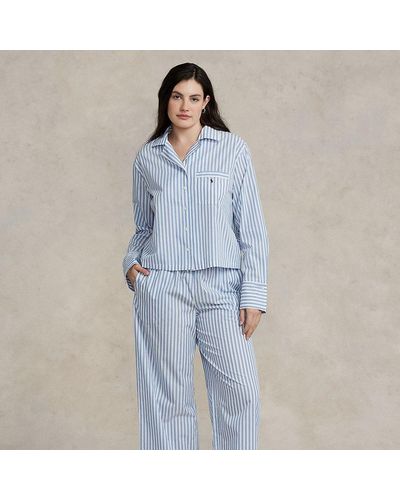 Polo Ralph Lauren Poplin Pyjamaset Lange Mouw - Blauw