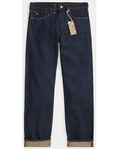 RRL Straight Fit Selvedge Jeans - Blauw
