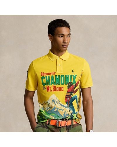 Polo Ralph Lauren Classic Fit Mesh Graphic Polo Shirt - Yellow