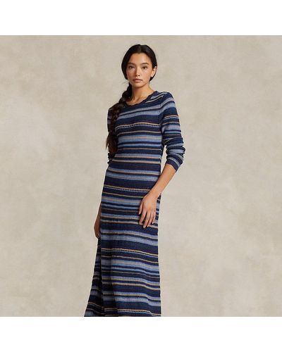 Polo Ralph Lauren Knit Striped Jumper Dress - Blue