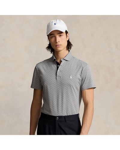 Ralph Lauren Tailored Fit Club-herringbone Polo Shirt - Gray