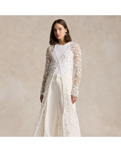 Polo Ralph Lauren Spolverino in pizzo con bottoni - Bianco