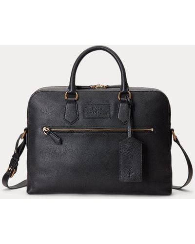 Polo Ralph Lauren Pebbled Leather Commuter Bag - Black