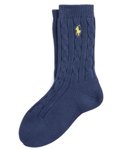 Polo Ralph Lauren Cable-knit Crew Socks - Blue